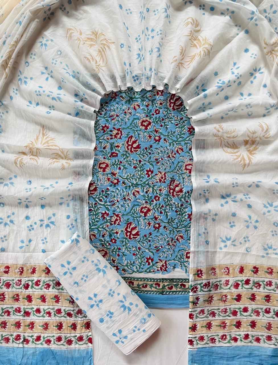 Ethnic Cotton Suit Fabric with Cotton Dupatta