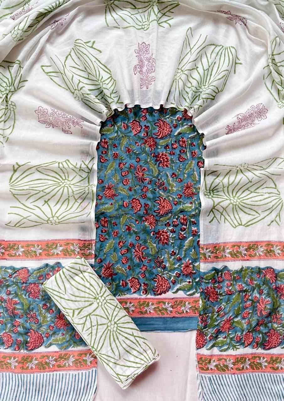 Ethnic Cotton Suit Fabric with Cotton Dupatta