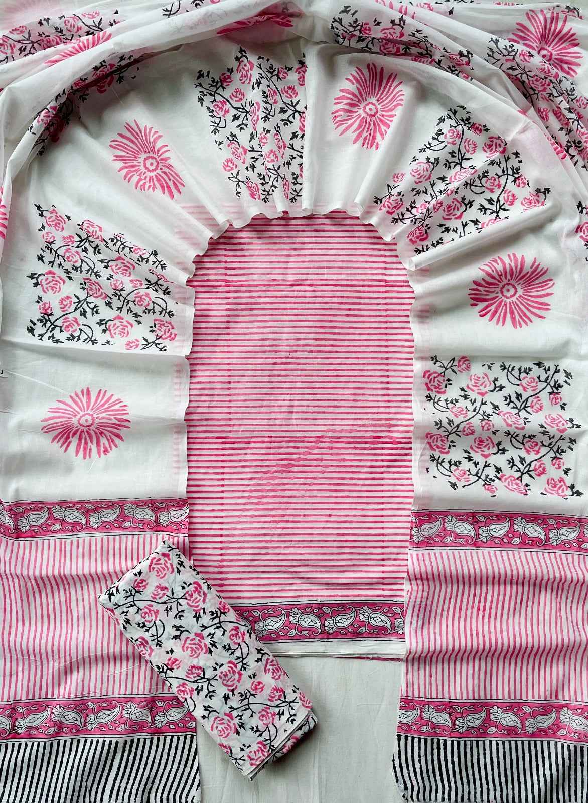 Ethnic Cotton Suit Fabric with Cotton Dupatta