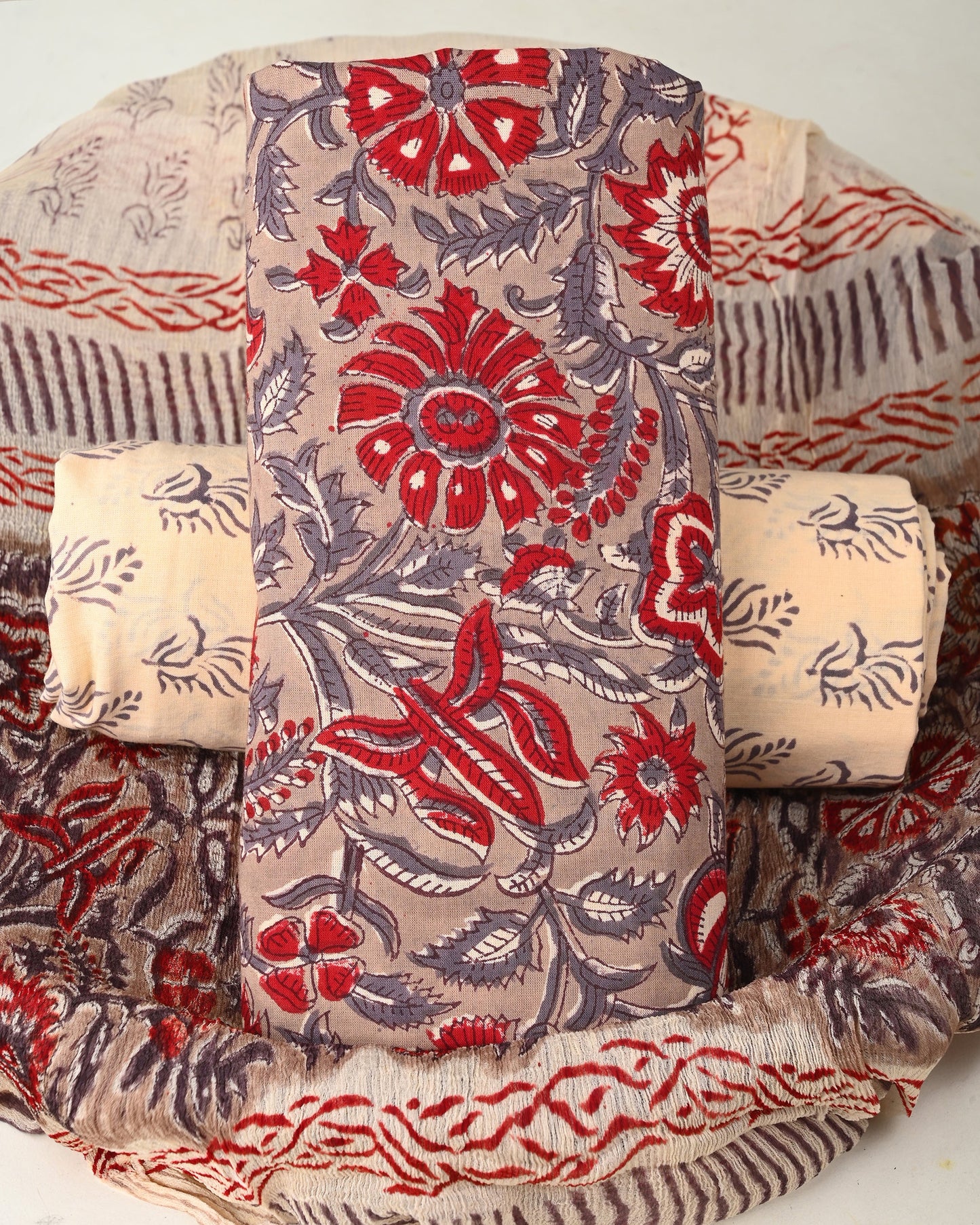 Cotton Suit with Chiffon Dupatta