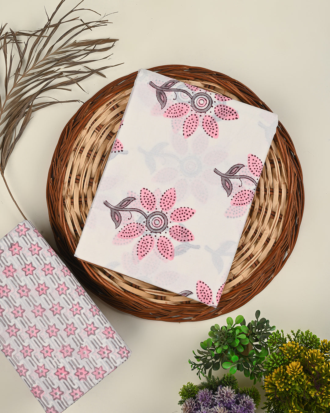 Premium Hand Block Printed Cotton Suit Top And Bottom Set
