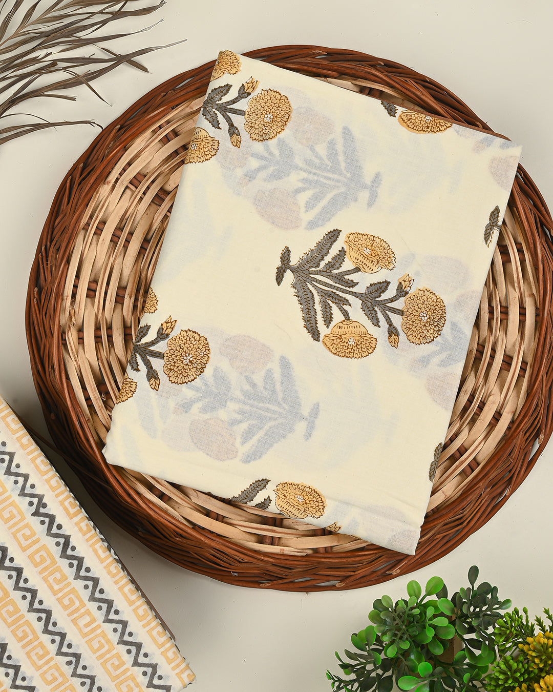 Premium Hand Block Printed Cotton Suit Top And Bottom Set