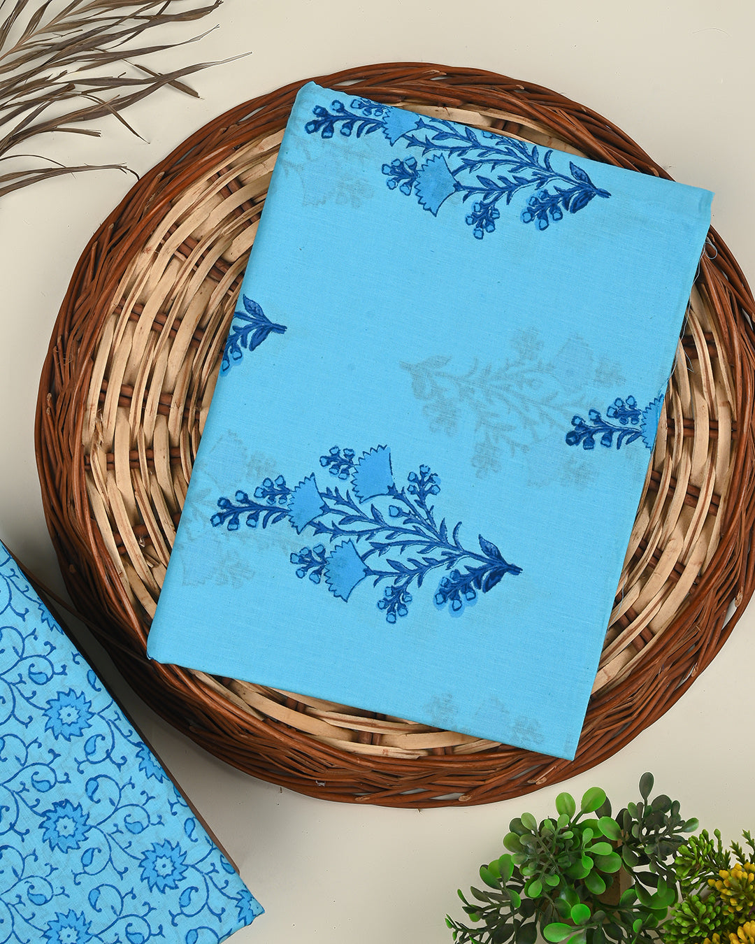 Traditional Hand Block Printed Cotton Suit Top And Bottom Set
