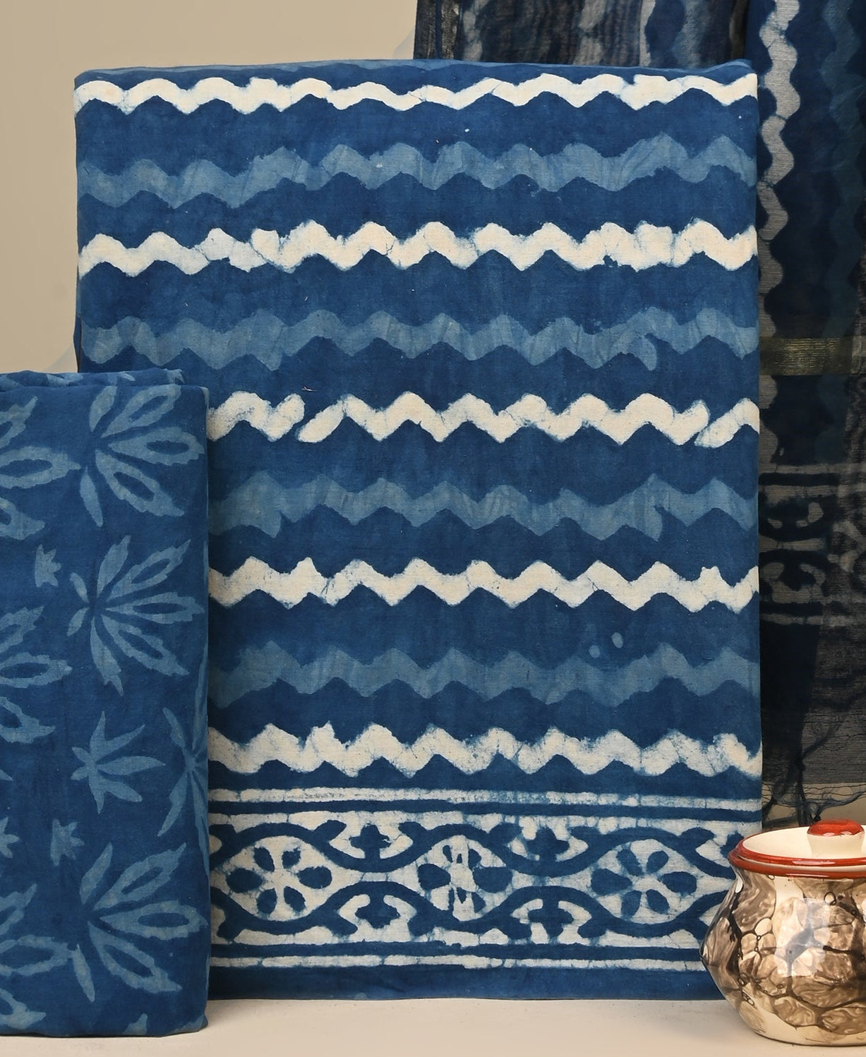 Cotton Suit with Chanderi Dupatta