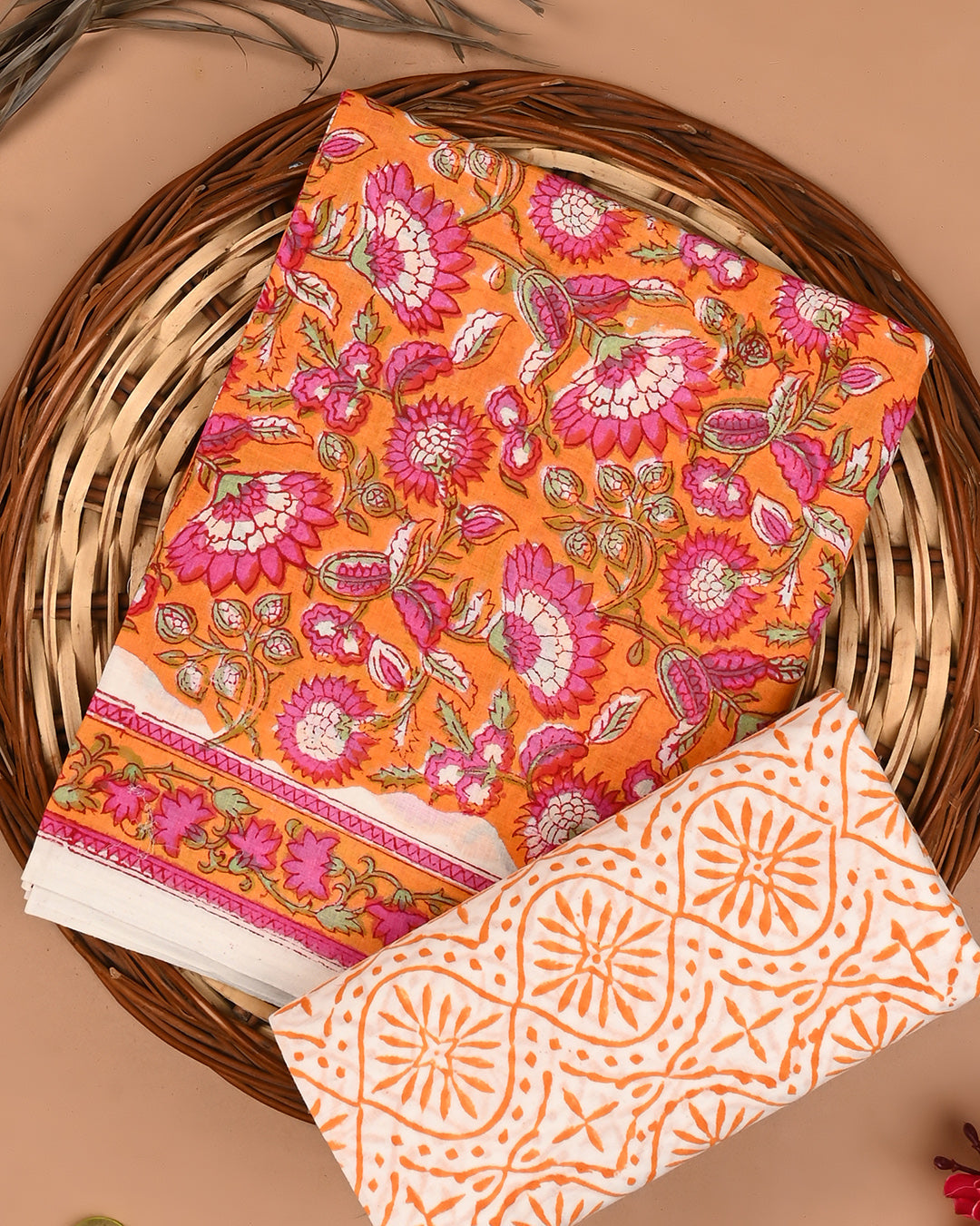 Premium Sanganeri Printed Cotton Suit Top And Bottom Set