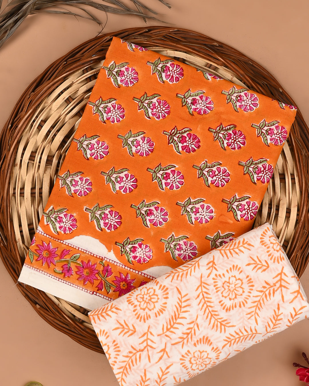 Premium Sanganeri Printed Cotton Suit Top And Bottom Set