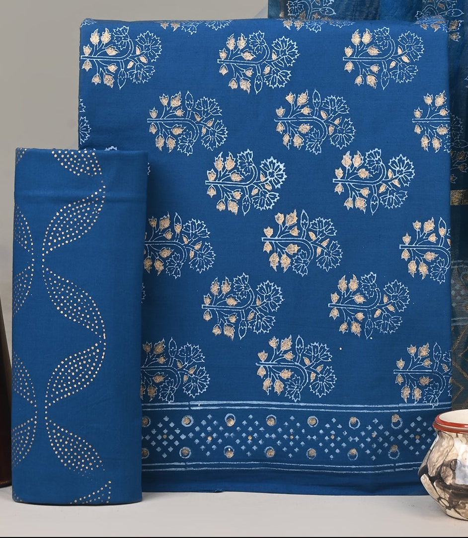 Cotton Suit with Chanderi Dupatta