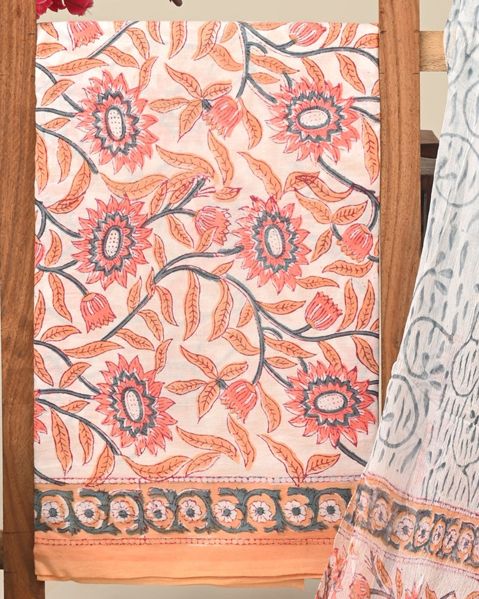 Cotton Suit with Chiffon Dupatta
