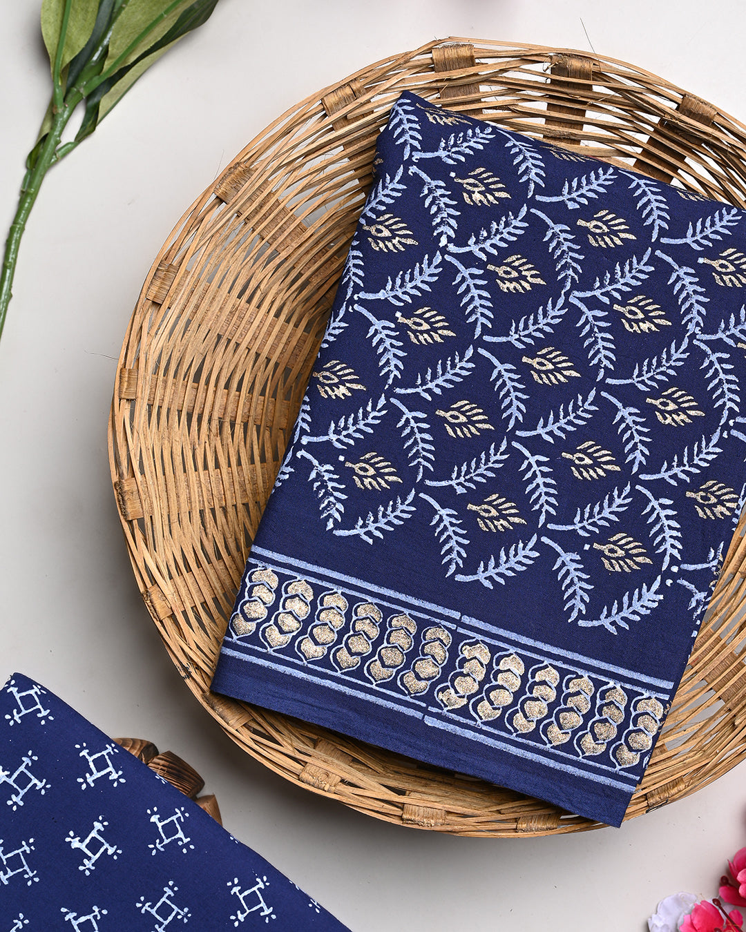 New Elegant Hand Block Print Cotton Suit Top And Bottom Set