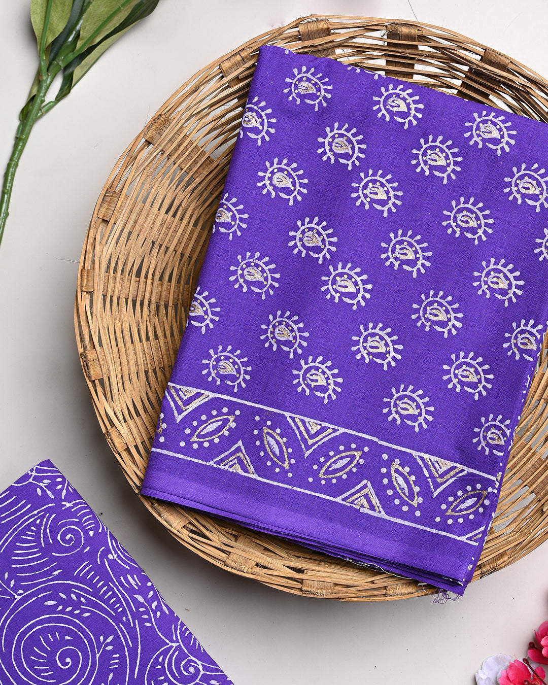 Traditional Hand Block Print Cotton Suit Top And Bottom Set