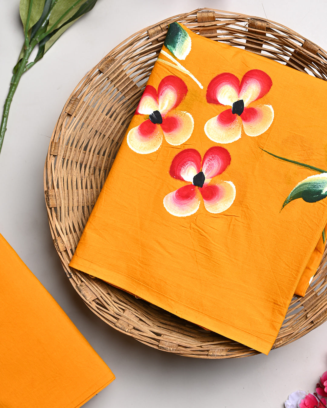 Premium Hand Painted Cotton Suit Top And Bottom Set