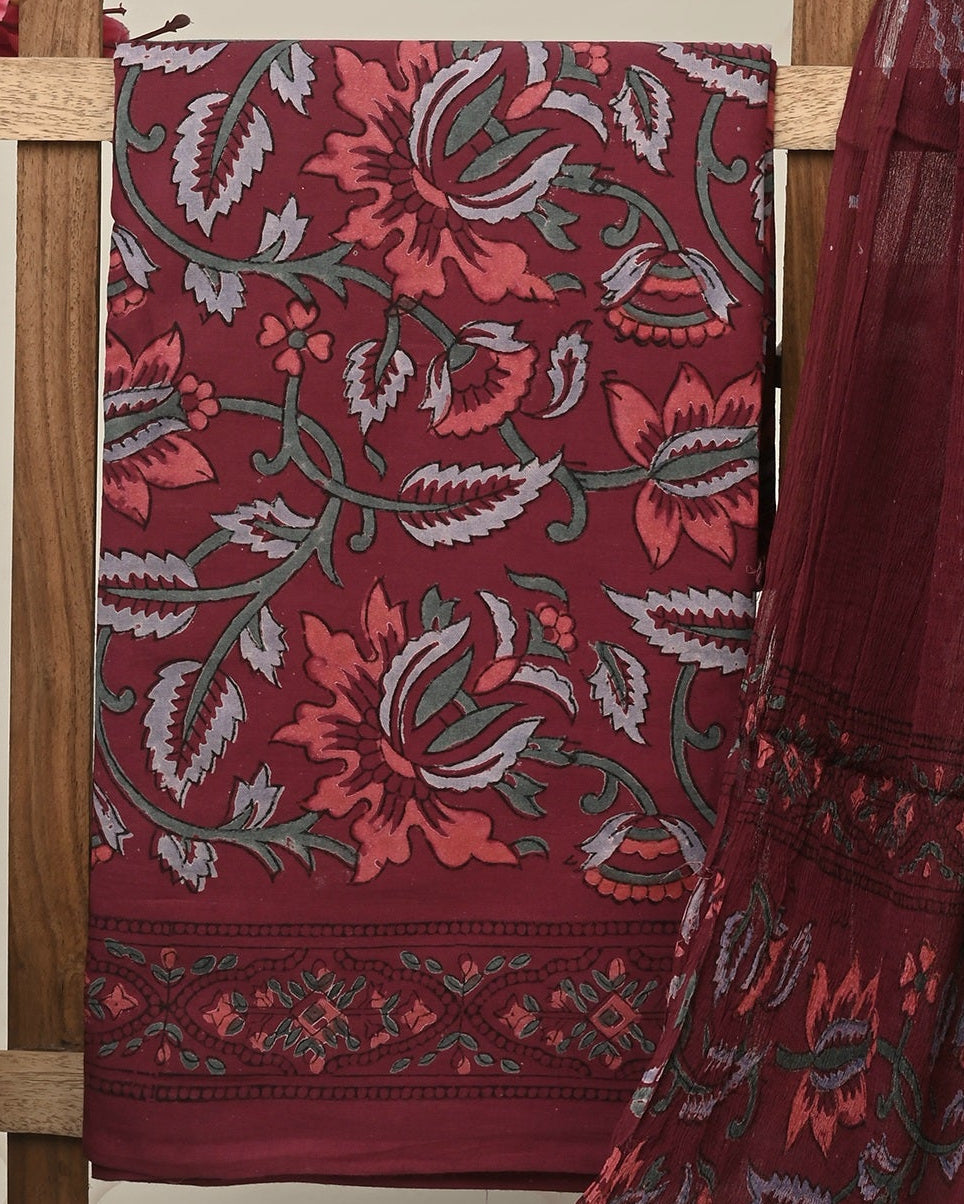 Cotton Suit with Chiffon Dupatta