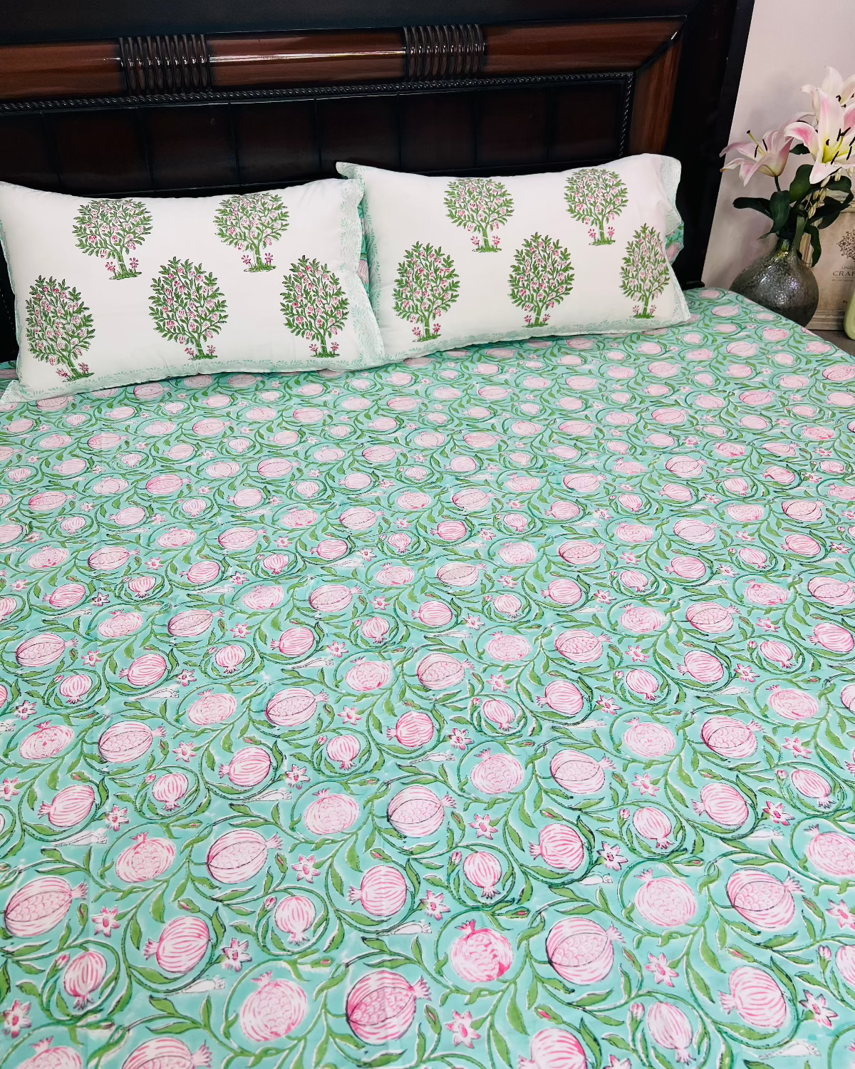 Gulabi Anar cotton bedsheet set - Heritagewear
