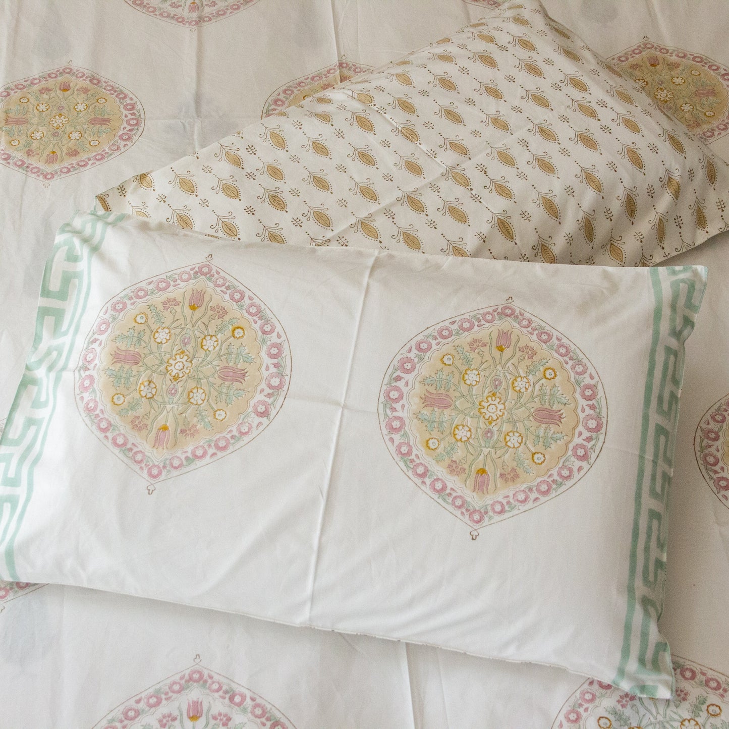 Buttercup Bliss Hand Block Printed Bed Sheet Pure Cotton Super King Bedsheet by Heritagewear