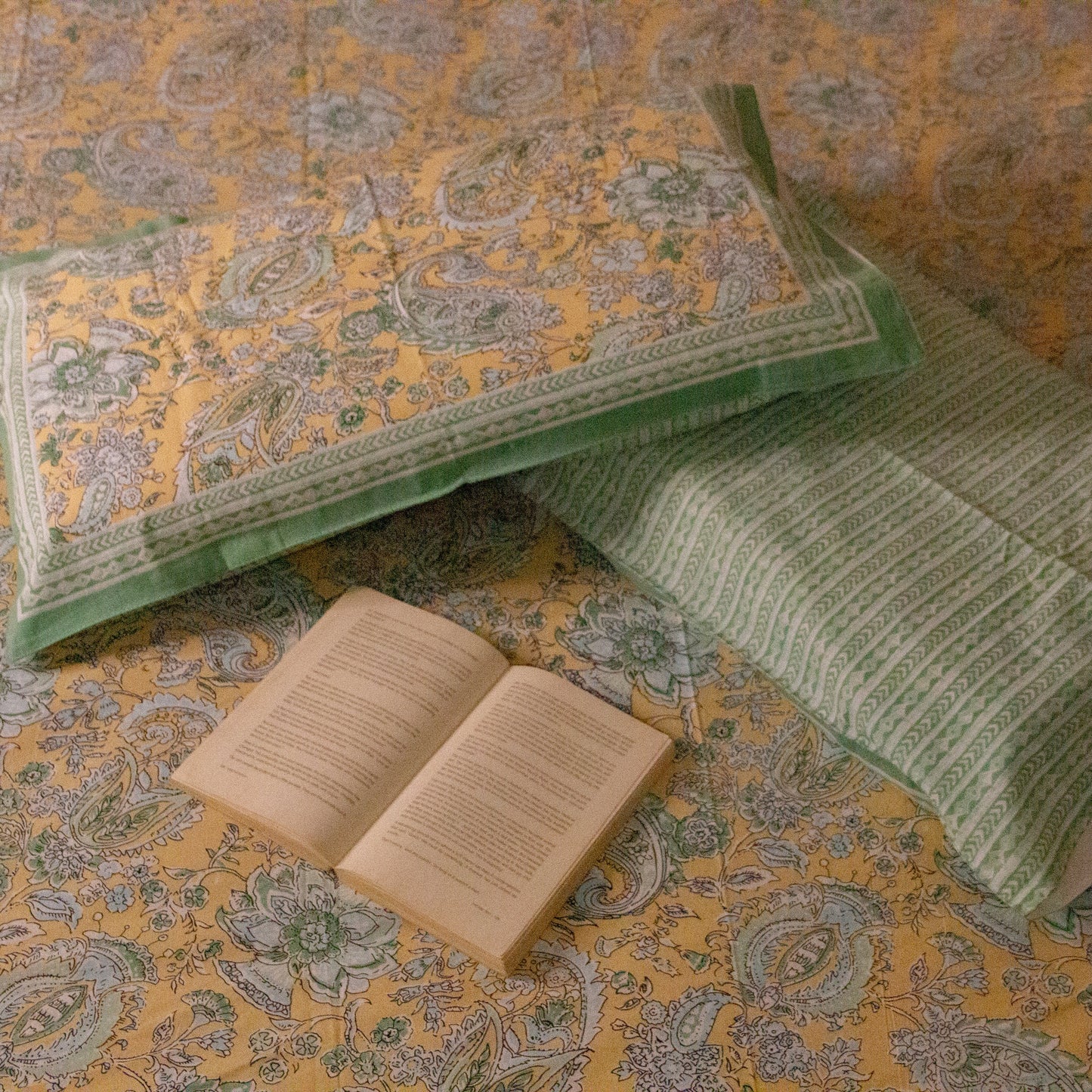 Blossom Green Pure Cotton King Size Bedsheet Set