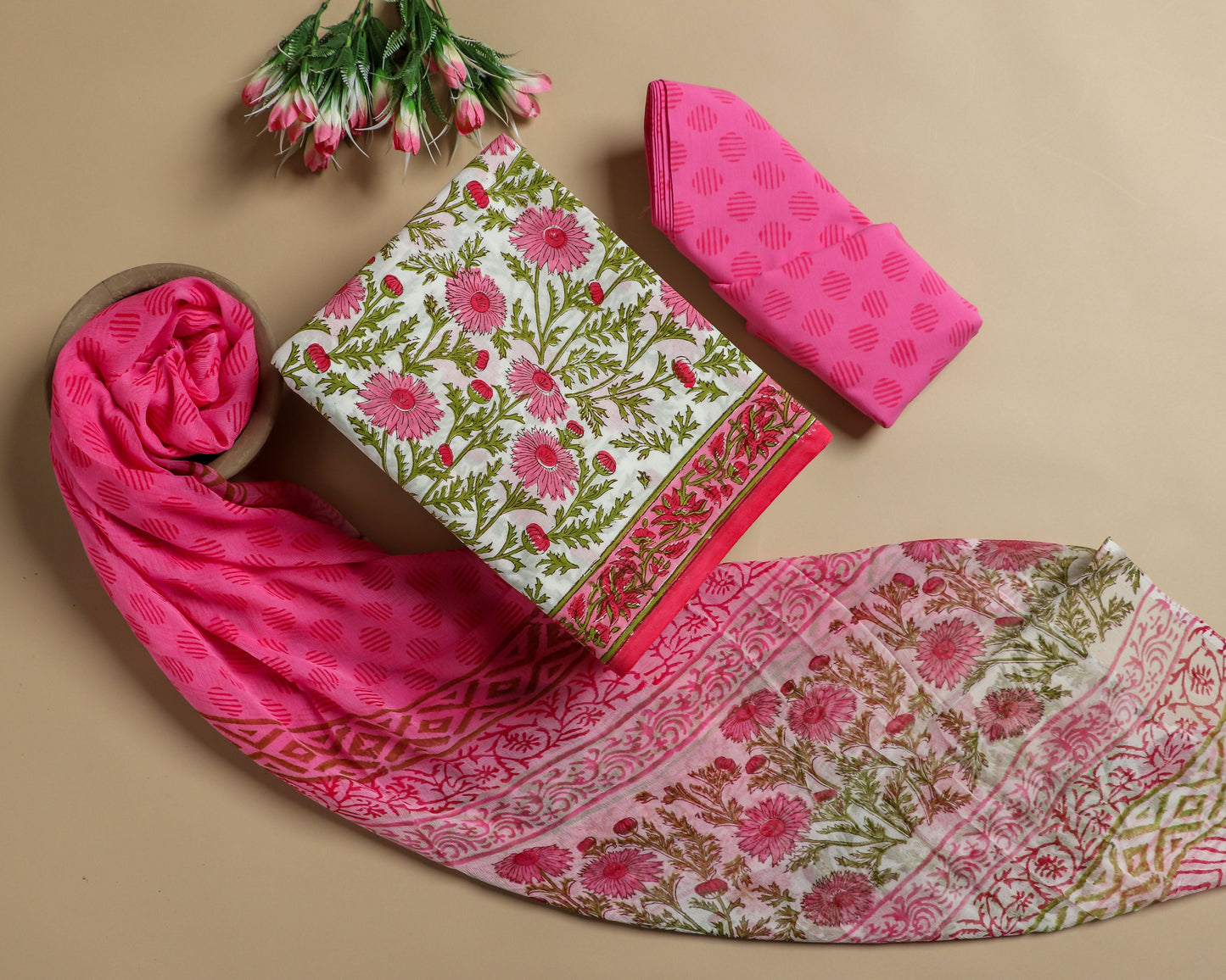Cotton Suit with Chiffon Dupatta