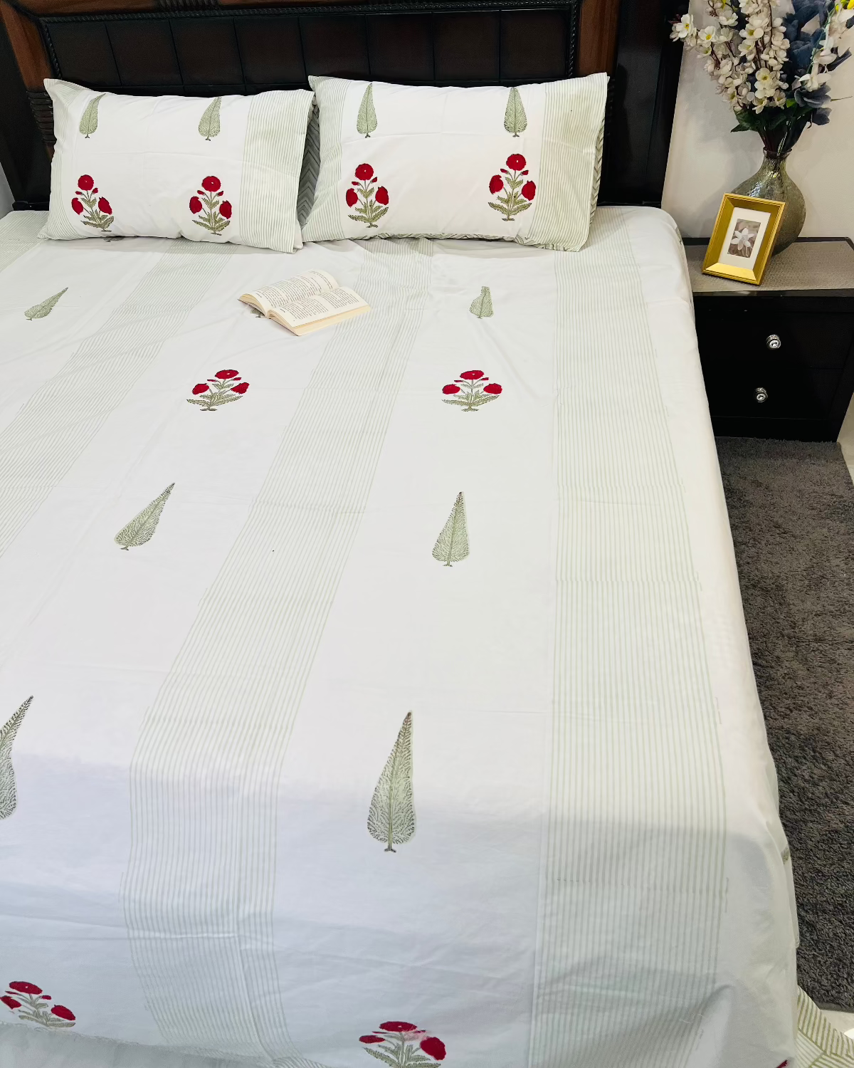 Rajputana Bloom cotton bedsheet set - Heritagewear