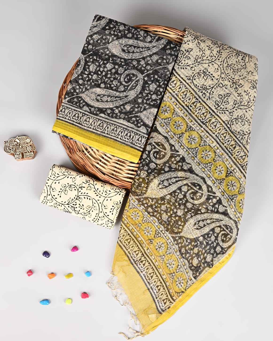 Bagru Hand Block Printed Kota doriya dress materials