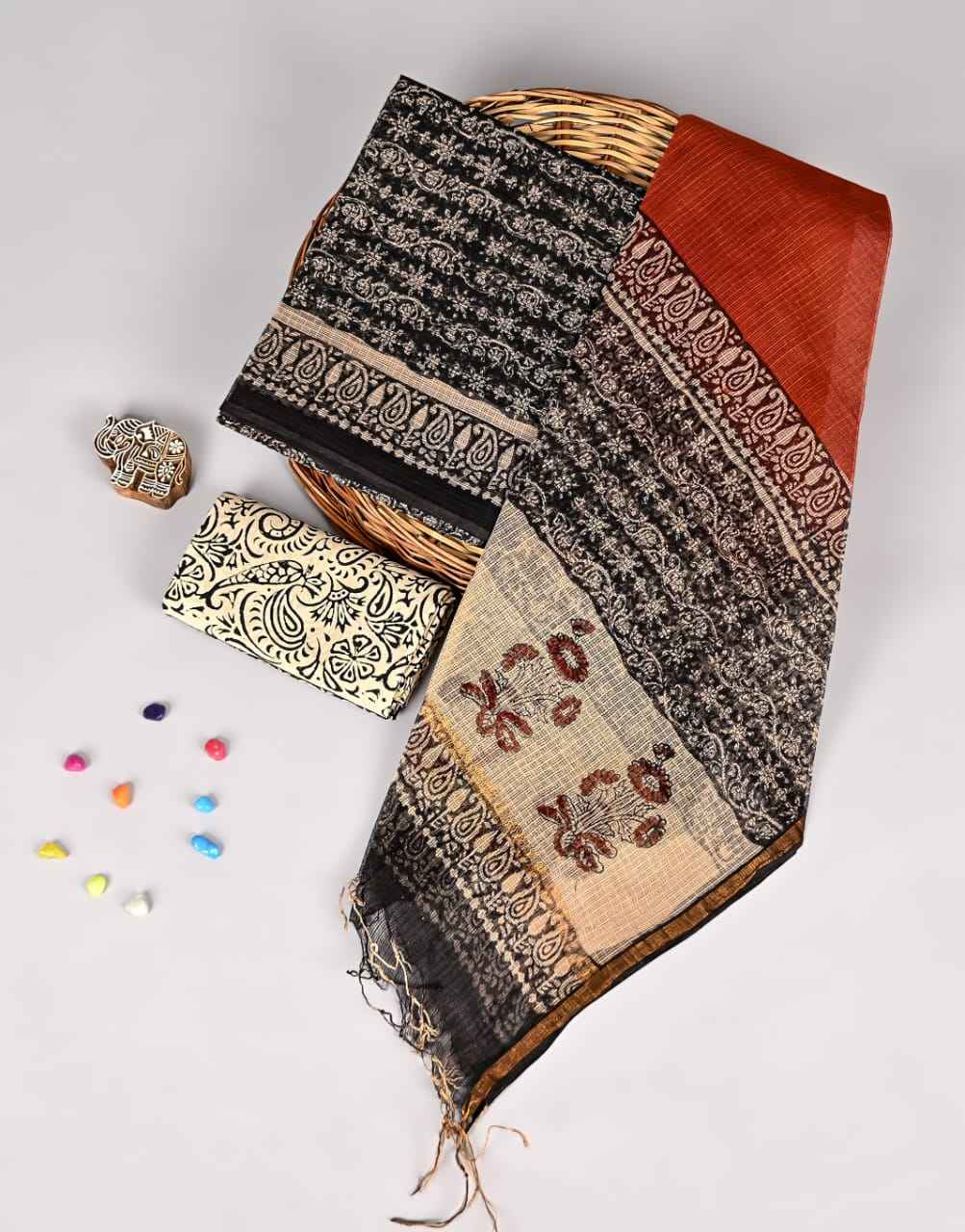 Bagru Hand Block Printed Kota doriya dress materials