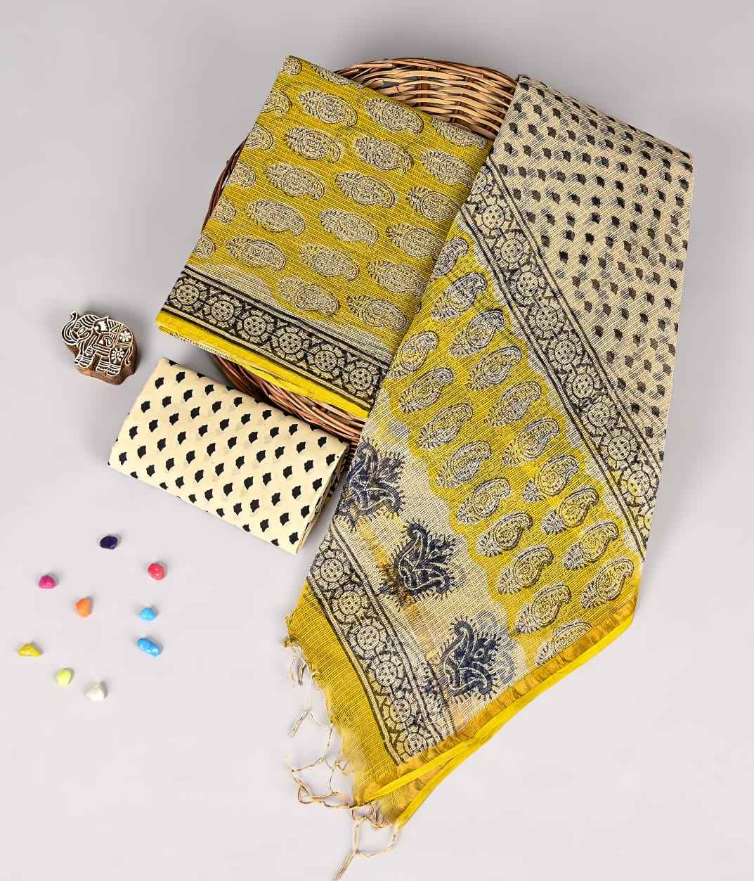 Bagru Hand Block Printed Kota doriya dress materials