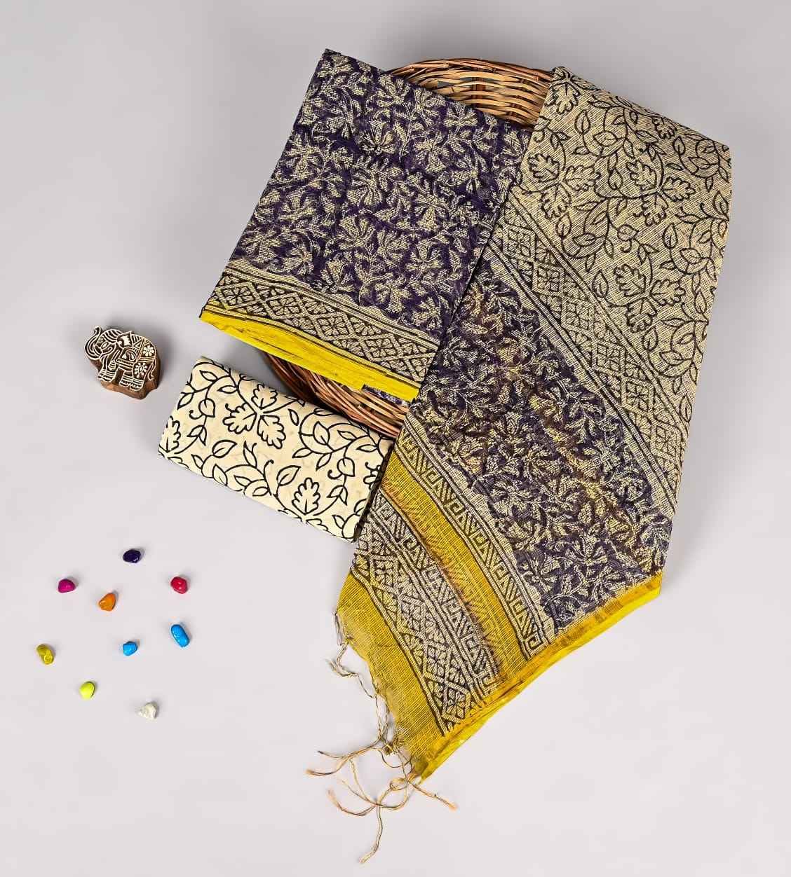 Bagru Hand Block Printed Kota doriya dress materials