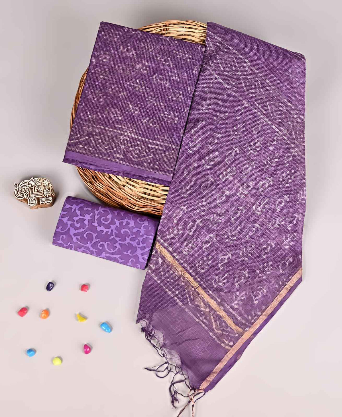 Bagru Hand Block Printed Kota doriya dress materials
