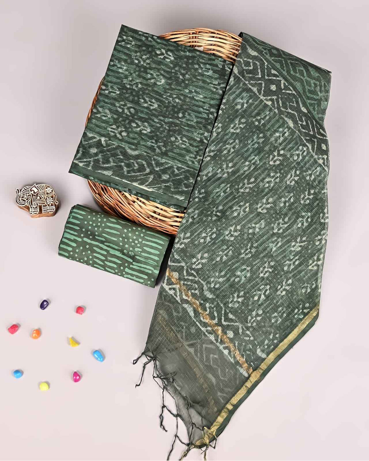 Bagru Hand Block Printed Kota doriya dress materials