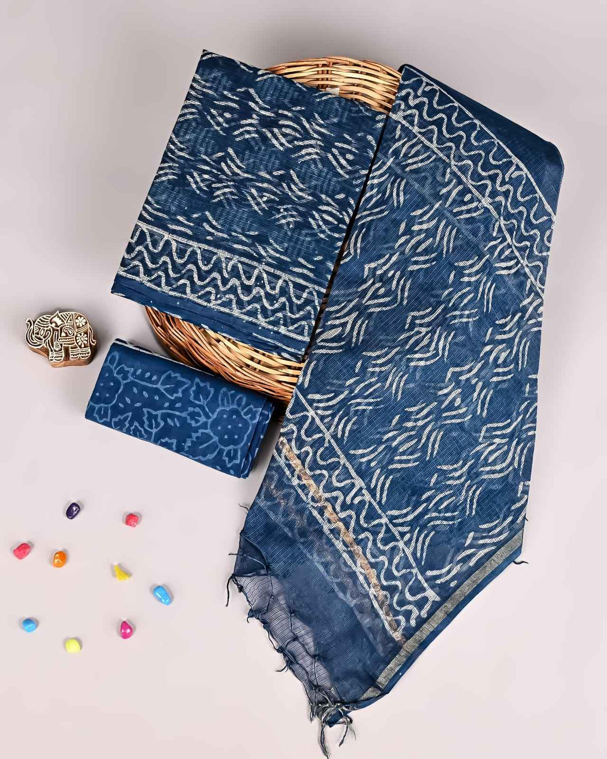 Bagru Hand Block Printed Kota doriya dress materials