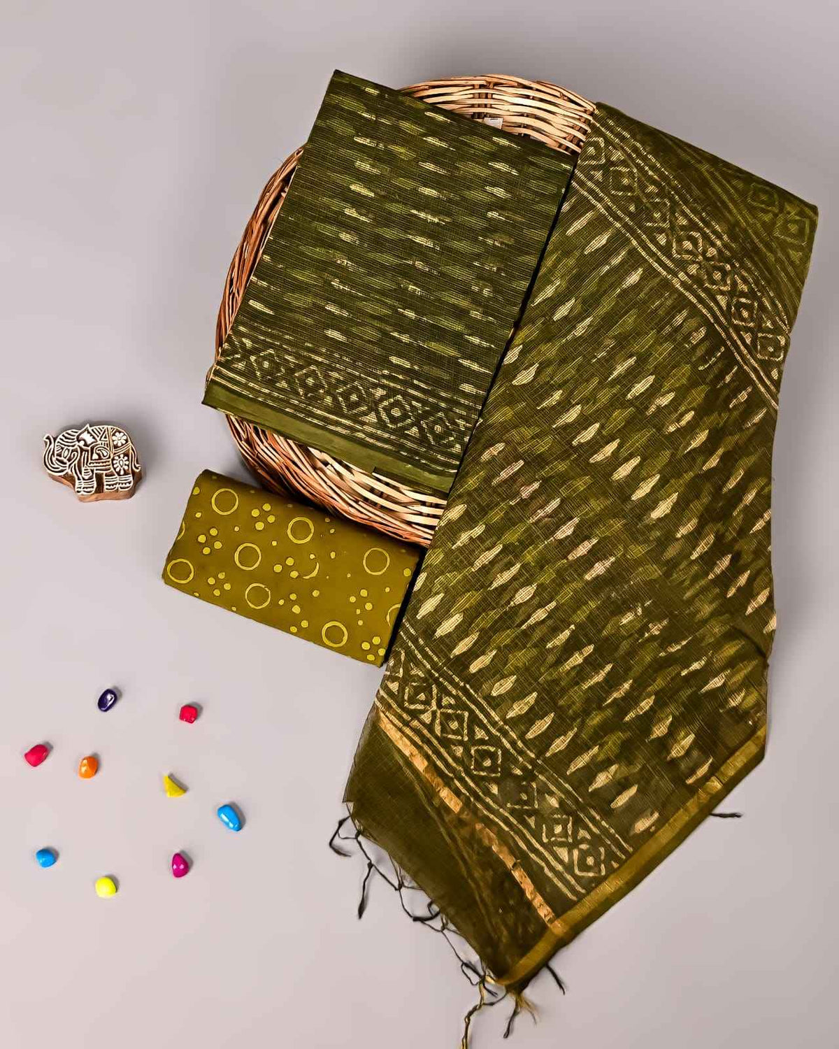 Bagru Hand Block Printed Kota doriya dress materials