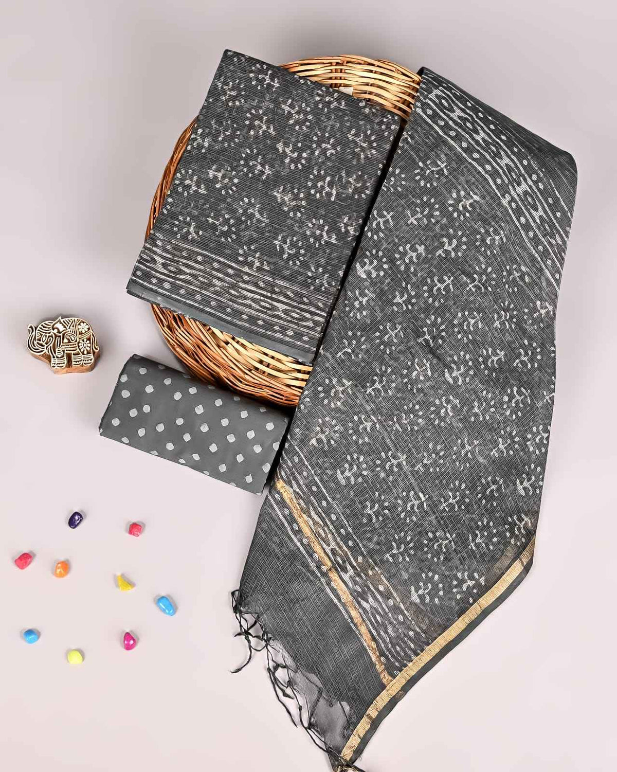 Bagru Hand Block Printed Kota doriya dress materials