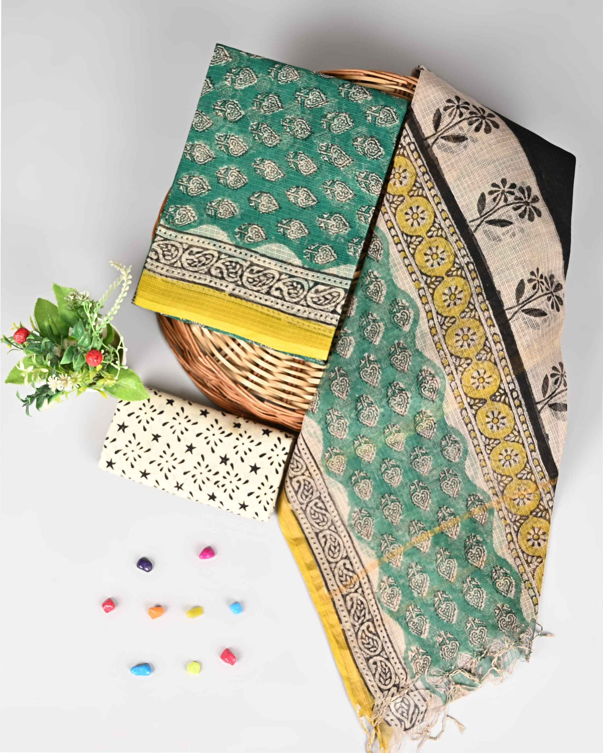 Bagru Hand Block Printed Kota doriya dress materials
