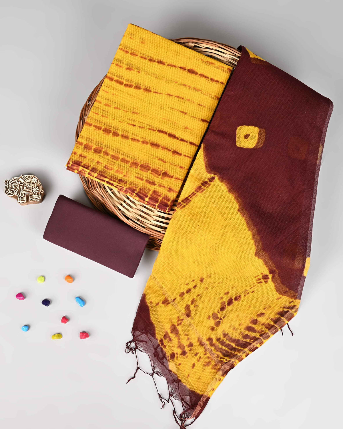 Bagru Hand Block Printed Kota doriya dress materials