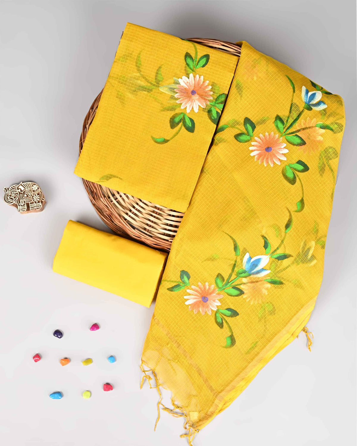 Bagru Hand Block Printed Kota doriya dress materials