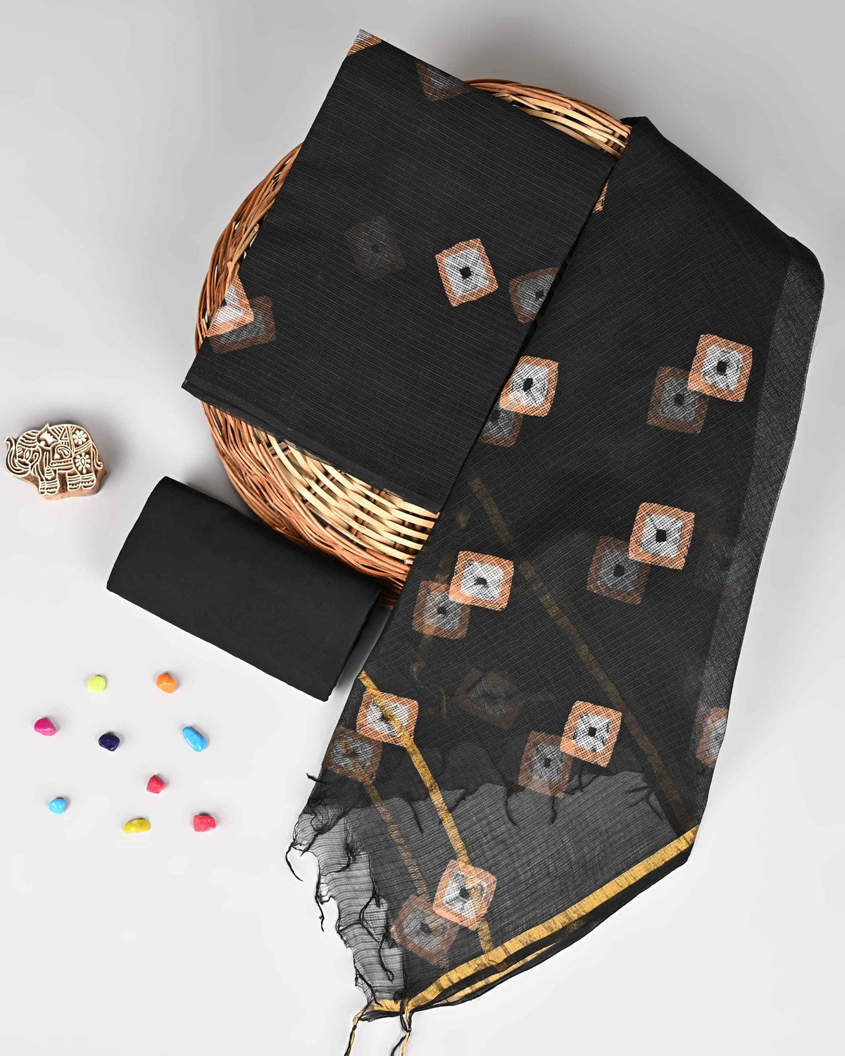 Bagru Hand Block Printed Kota doriya dress materials