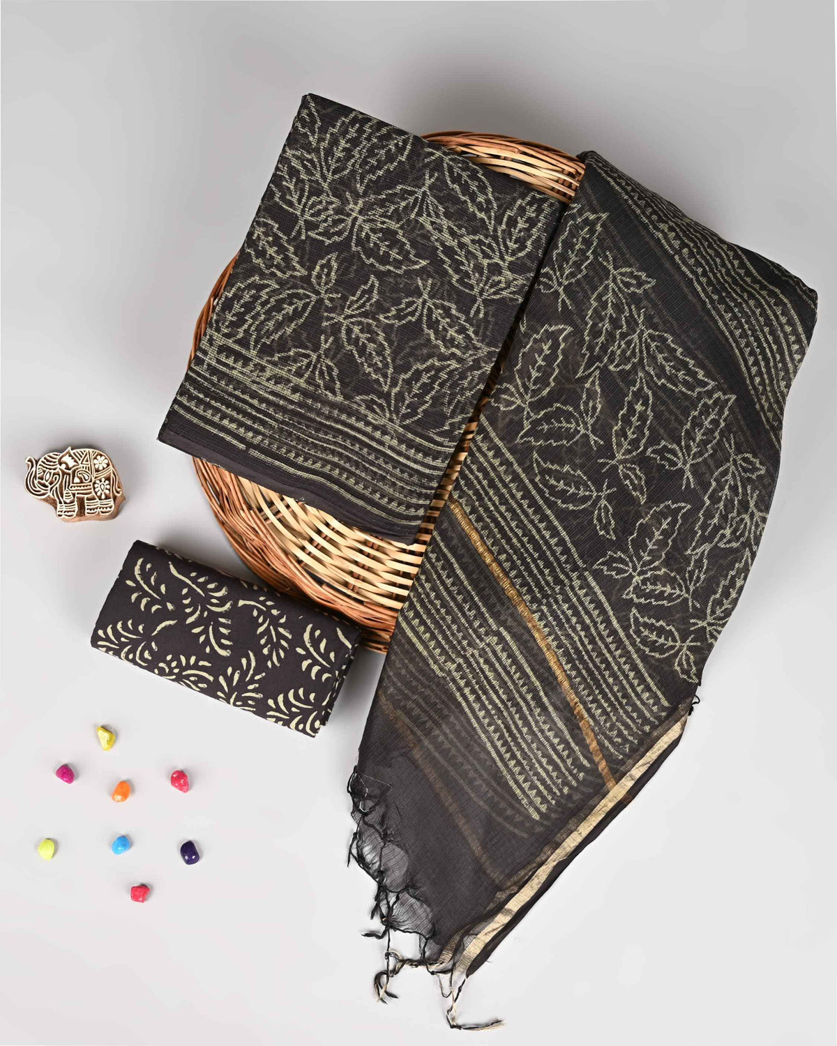 Bagru Hand Block Printed Kota doriya dress materials