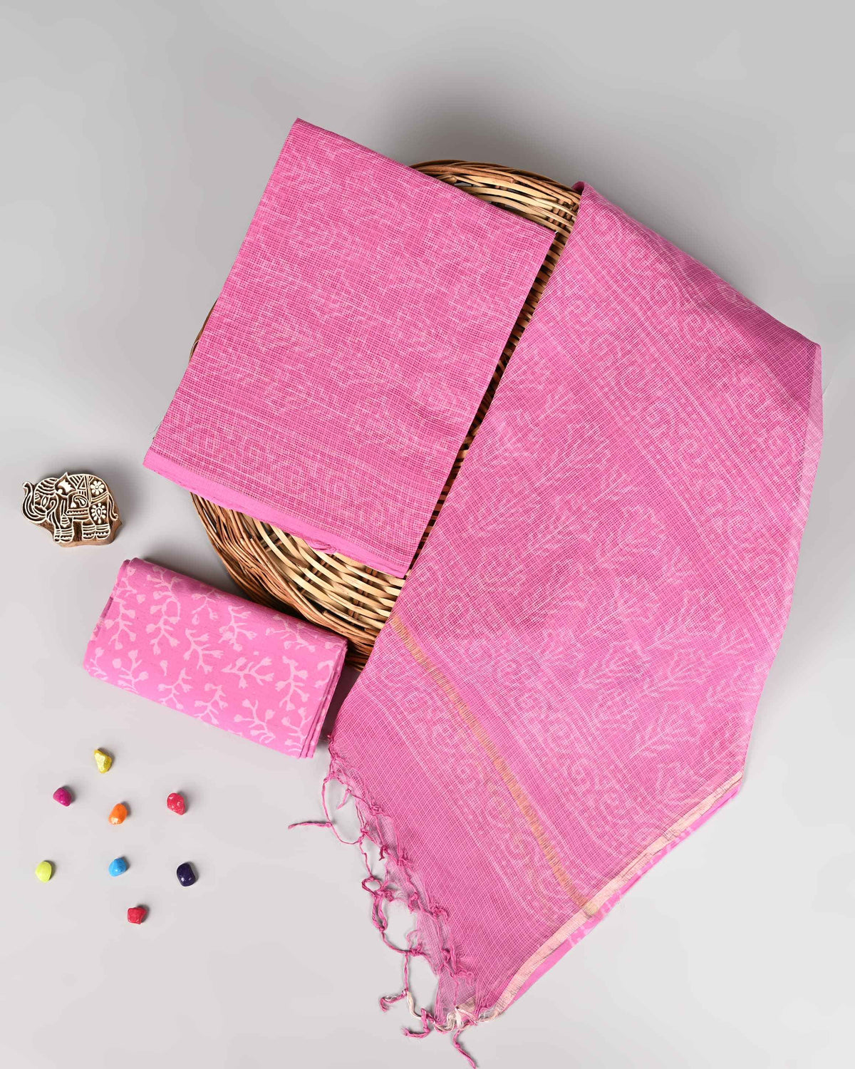 Bagru Hand Block Printed Kota doriya dress materials