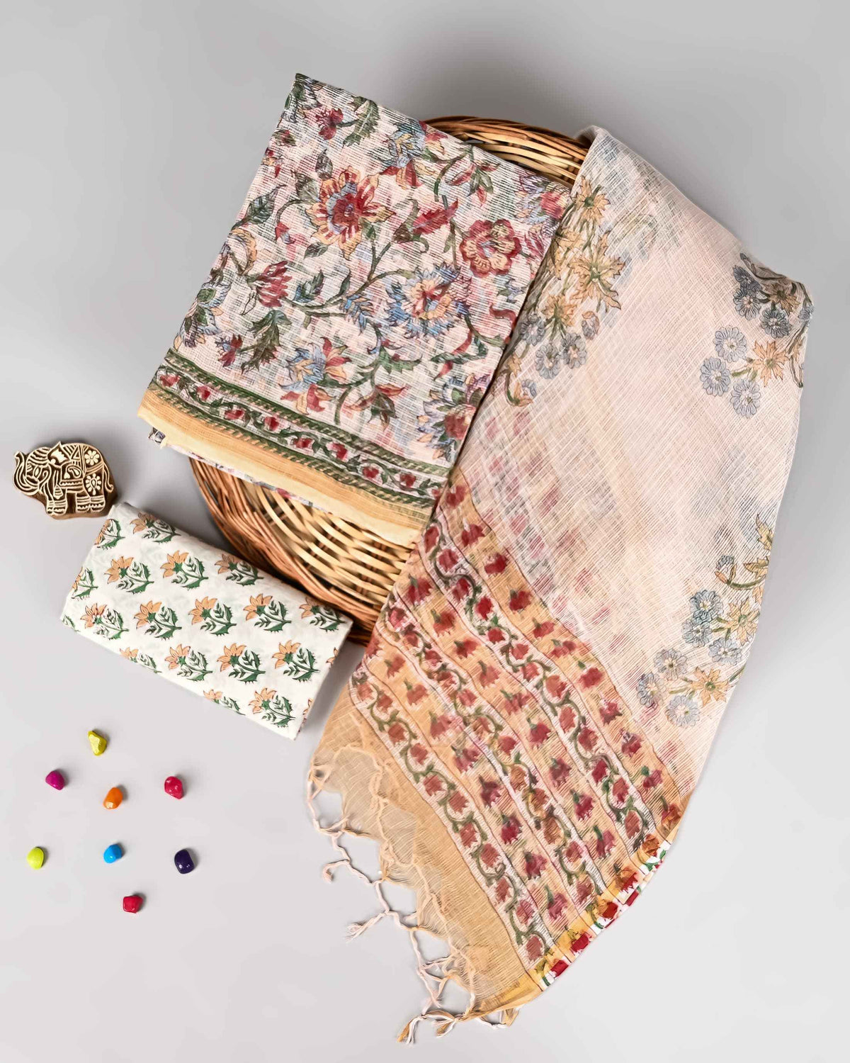 Bagru Hand Block Printed Kota doriya dress materials