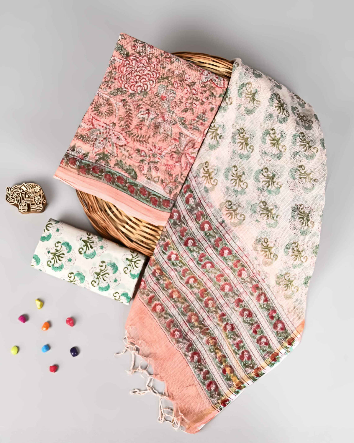 Bagru Hand Block Printed Kota doriya dress materials