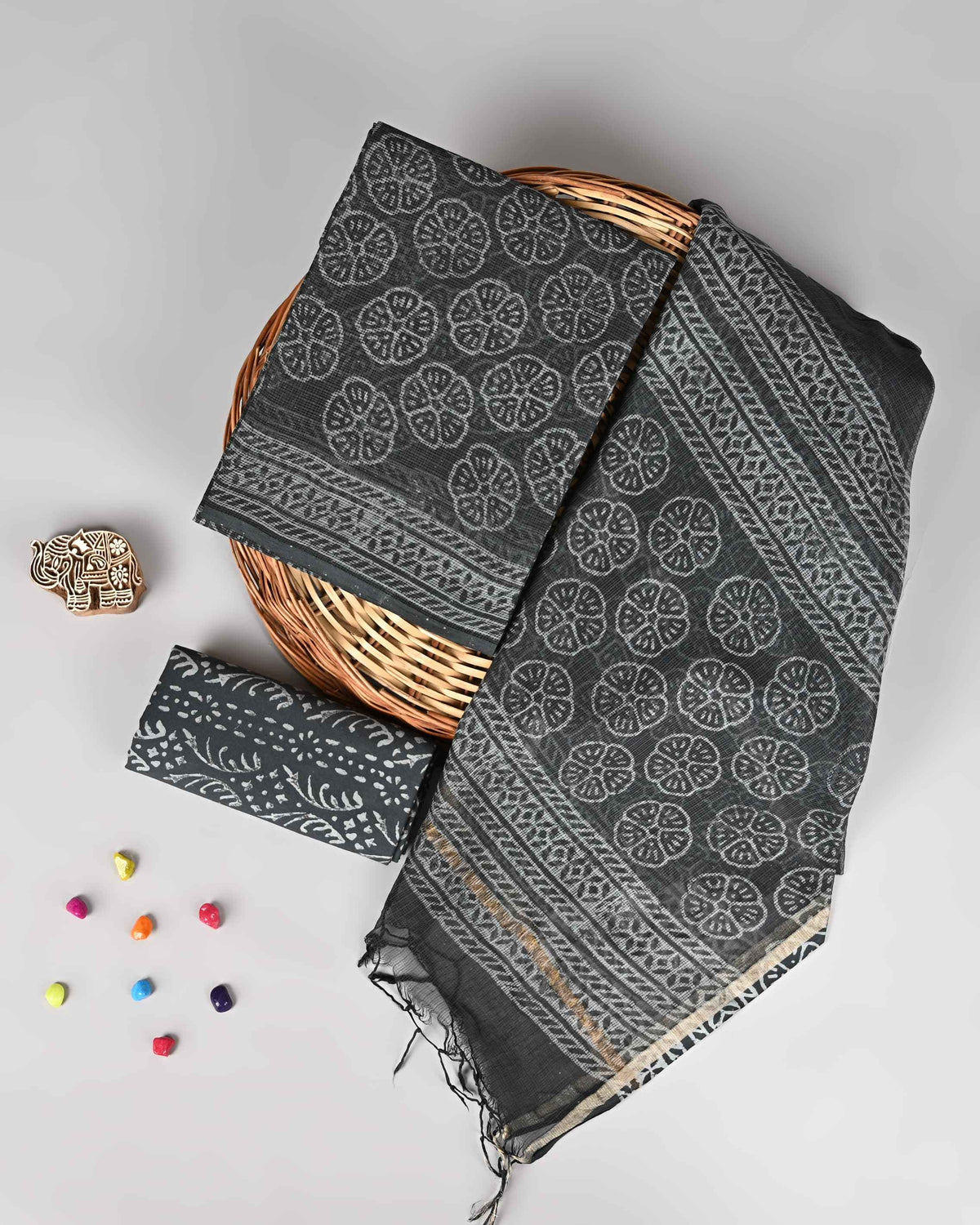 Bagru Hand Block Printed Kota doriya dress materials