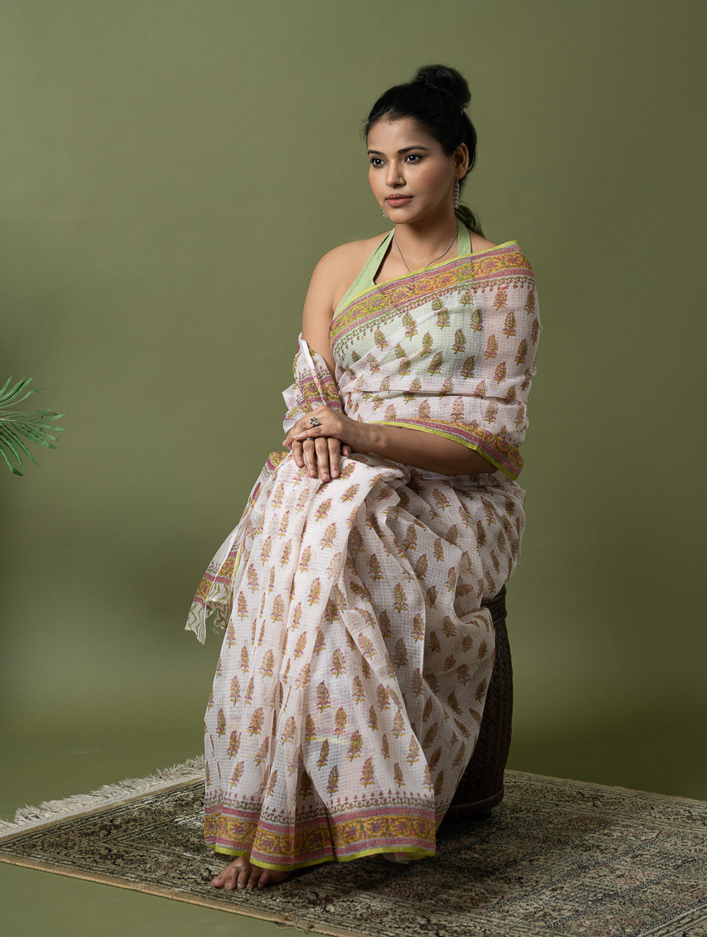 Light & Breezy. Sanganeri Hand Block Printed Kota Doria - White Summer