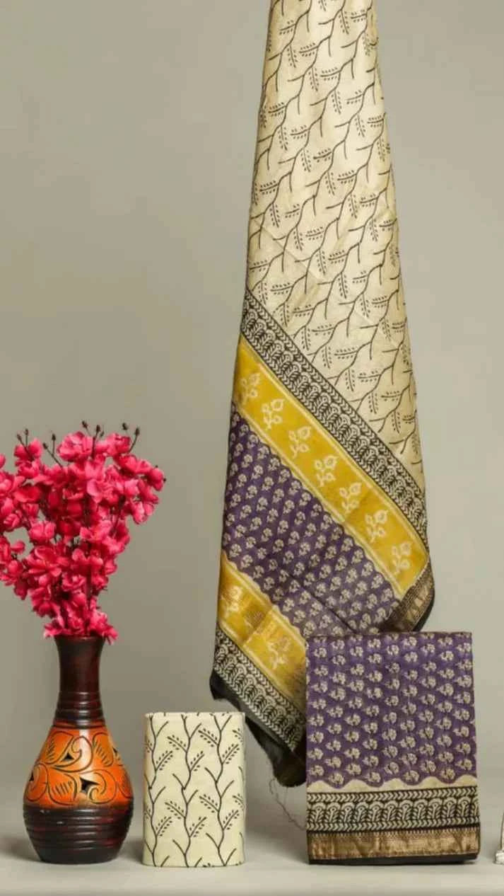 Purple Maheshwari Silk Suit Set