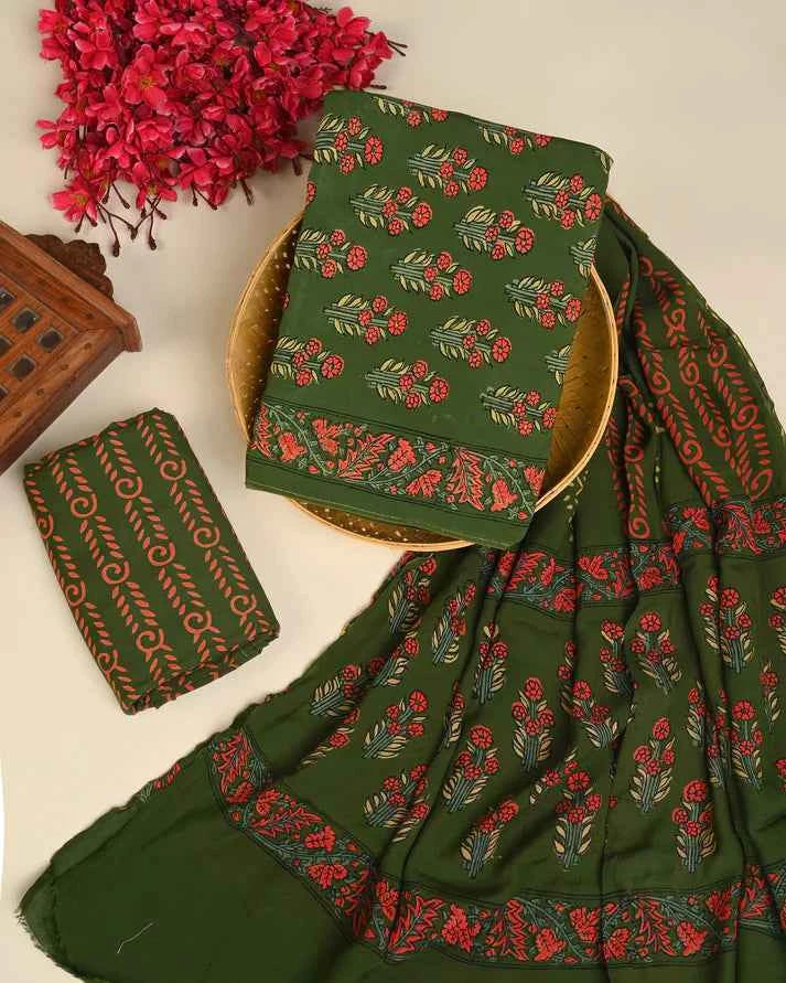 Green Muslin Suits Sets