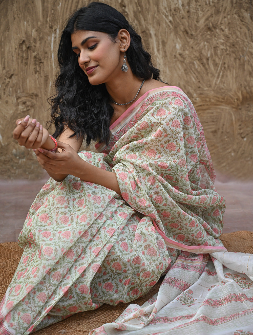 Sanganer Summers : Hand Block Printed Chanderi Saree - Pankhudi