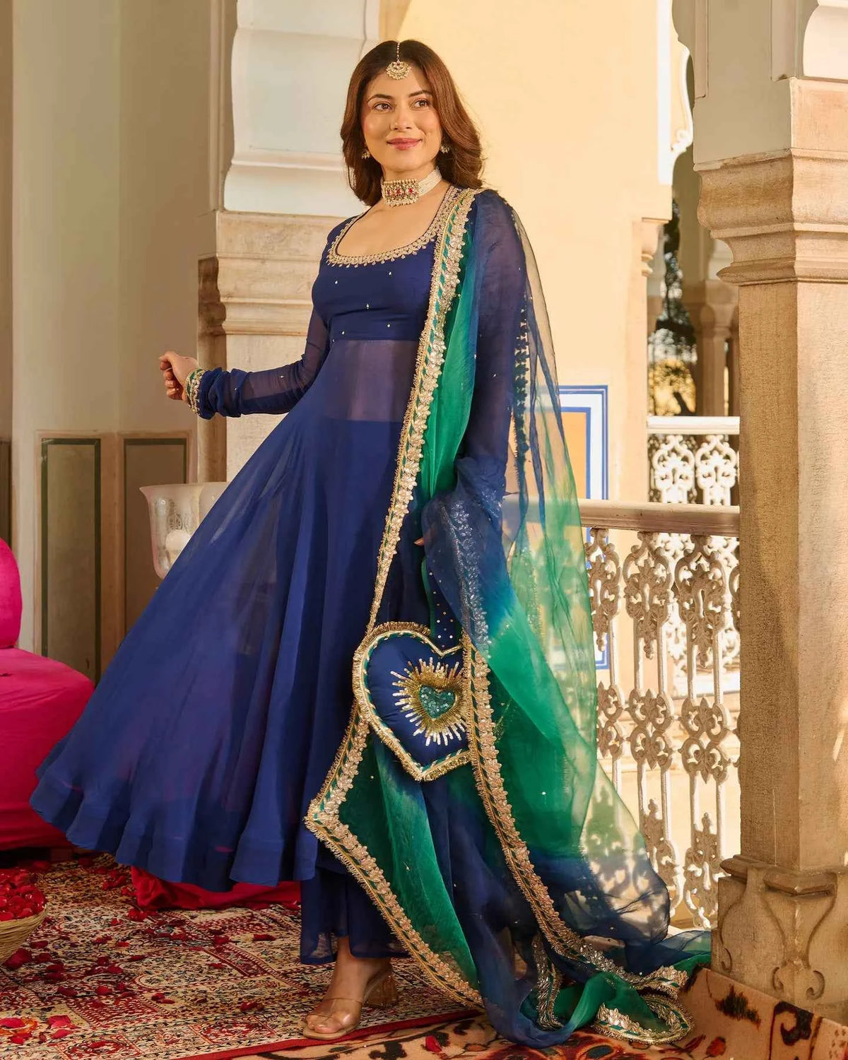 Sonata Blue Solid Designer Suit Set