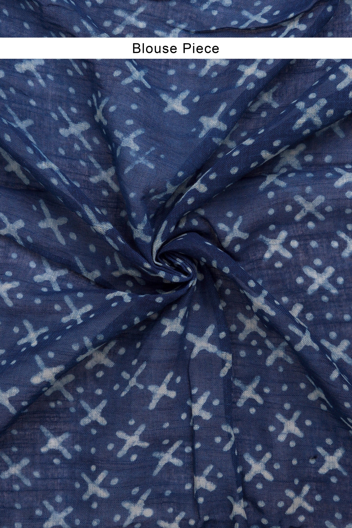 Heritage Aakash Indigo Block Print Linen Saree With Blouse Piece