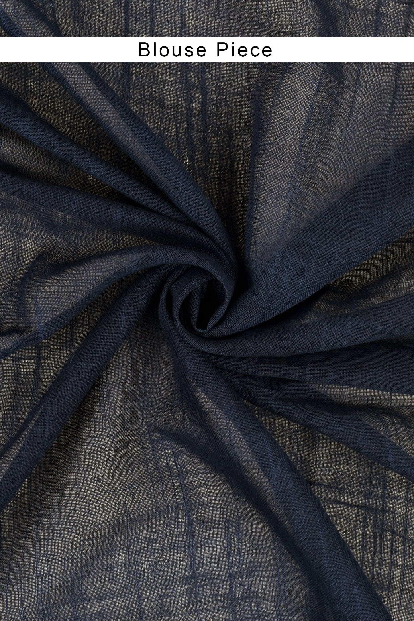 Heritage Imara Dark Blue Block Print Linen Saree With Blouse Piece