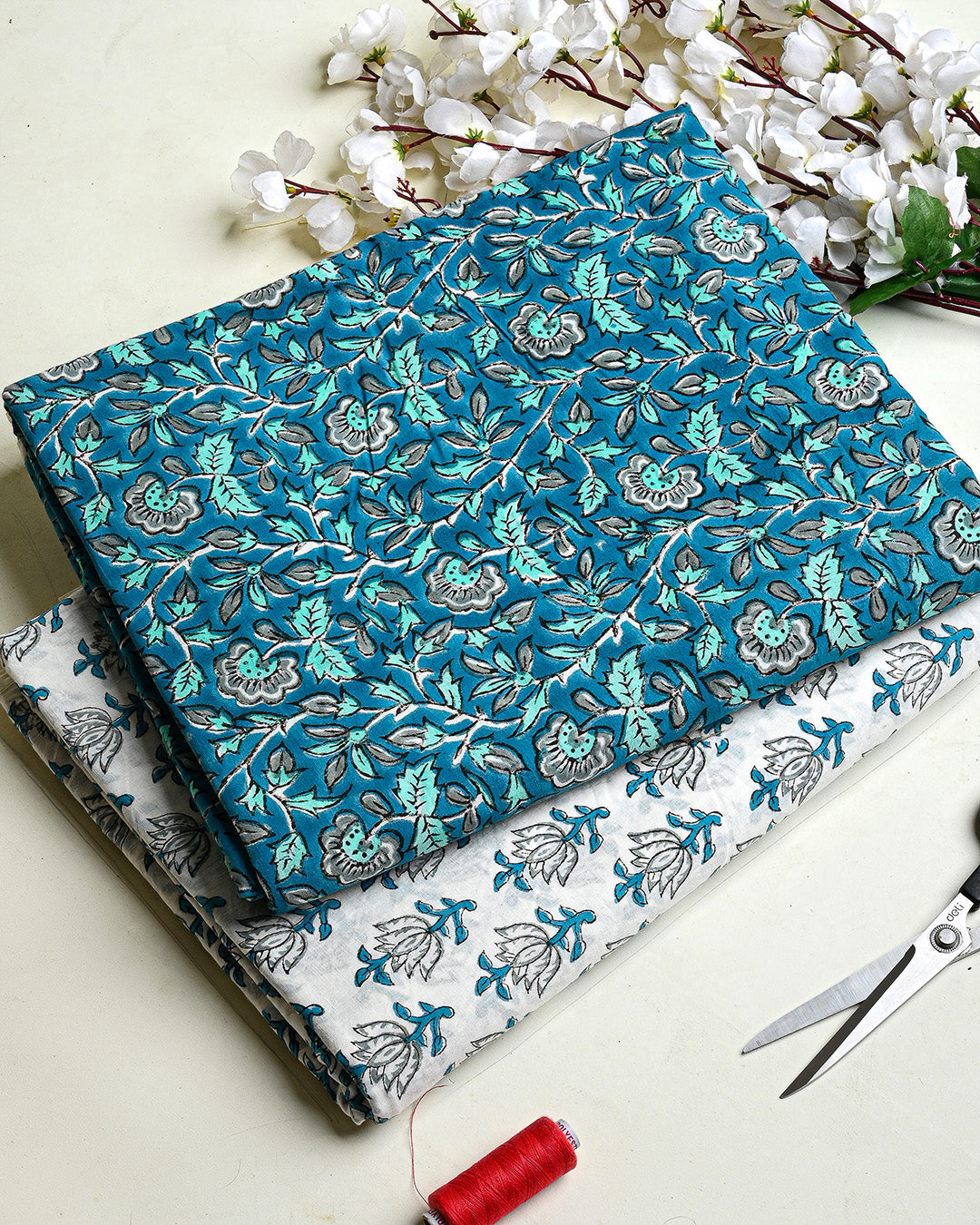 Premium Hand Block Printed Cotton Suit Top And Bottom Set
