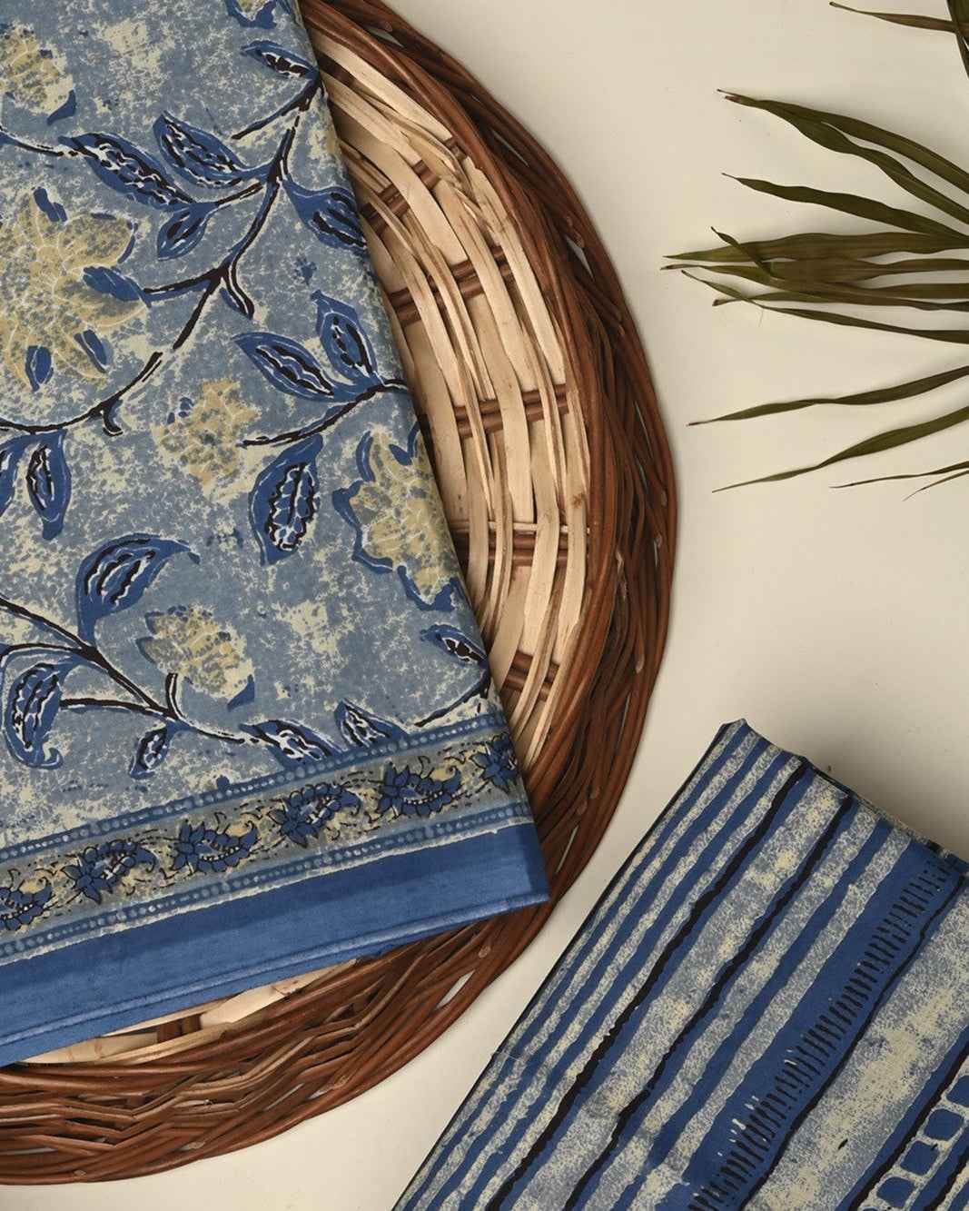Elegant Hand Block Printed Cotton Suit Top And Bottom Set