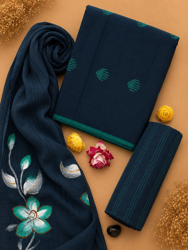 Ikat Suit Set With Kota Doria Dupatta