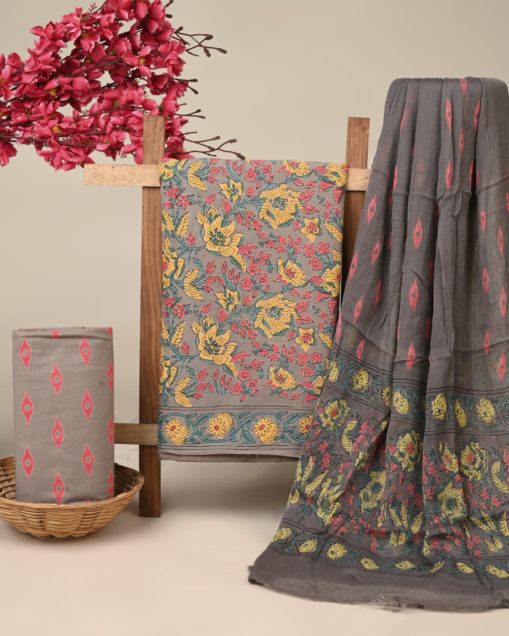 Cotton Suit with Chiffon Dupatta